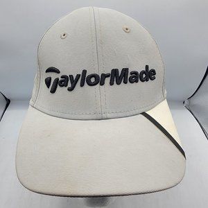TaylorMade Hat Cap Strap Back Mens Adjustable White Golf Hat Casual Athletic
